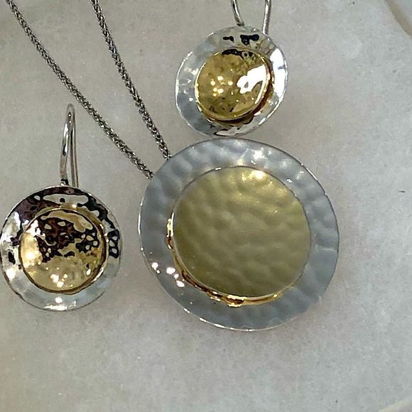 SILPADA Two Tone Hammered Necklace S1375 - Picture 4 of 6